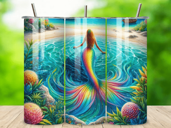 Download Mermaid Ocean Nautical Tumbler Wrap V.2 - Nautical tumbler wrap Collection