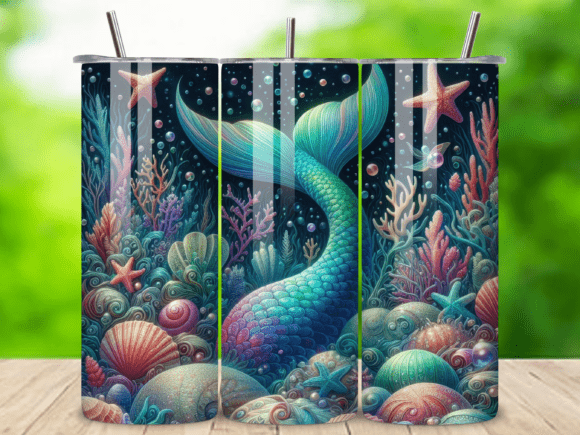 Download Mermaid Ocean Nautical Tumbler Wrap V.5 - Nautical tumbler wrap Collection