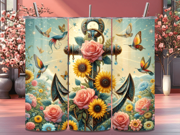 Download Sunflower Anchor Nautical Tumbler Wrap - Nautical tumbler wrap Collection