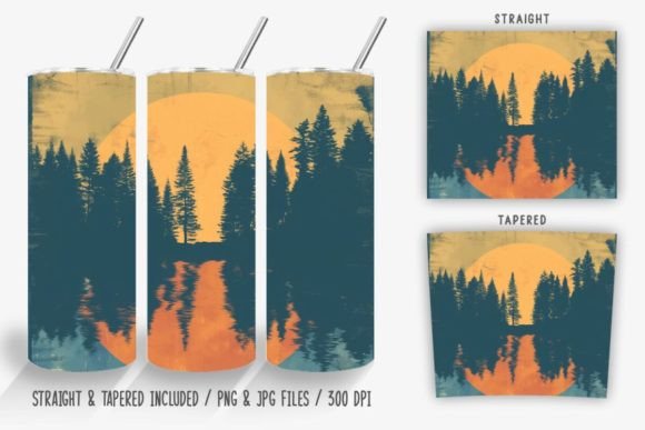 Download Sunset Forest by the Lake Tumbler Wrap - Lake tumbler wrap Collection