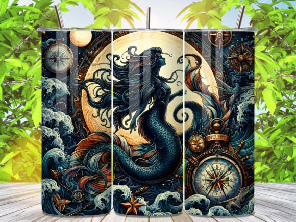 Download Vintage Mermaid Nautical Tumbler Wrap - Nautical tumbler wrap Collection