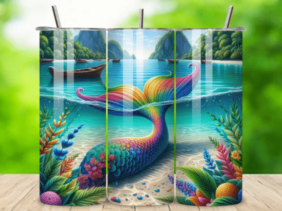 Download Mermaid Ocean Nautical Tumbler Wrap V.3 - Nautical tumbler wrap Collection