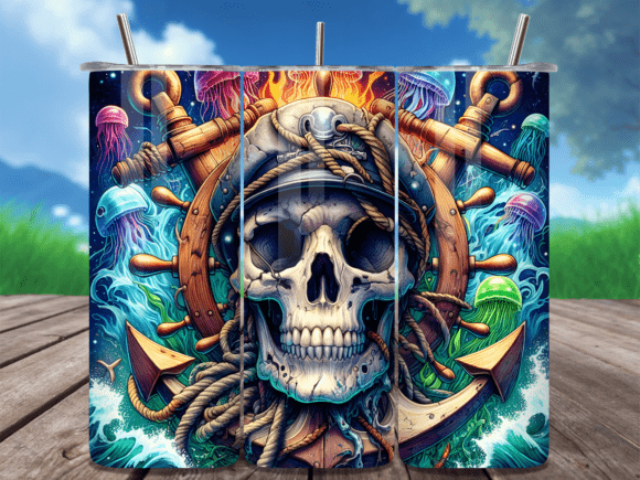 Download Pirate Skull Nautical Tumbler Wrap - Nautical tumbler wrap Collection