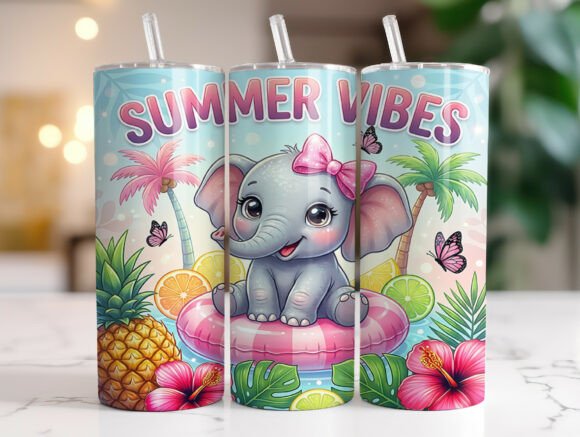 Download Summer Vibes Elephant Tropical Tumbler - Summer vibes Collection