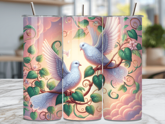Download Floral White Dove Bird Tumbler Wrap - Premium Resources