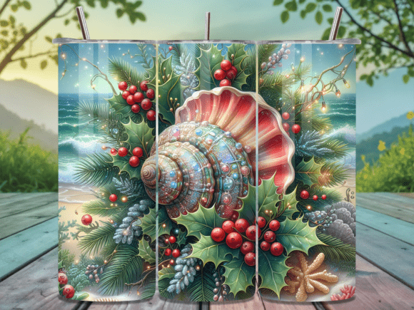 Download Christmas Seashell Nautical Tumbler Wrap - Nautical tumbler wrap Collection