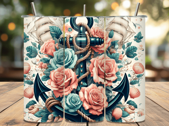 Download Vintage Rose Nautical Tumbler Wrap - Nautical tumbler wrap Collection