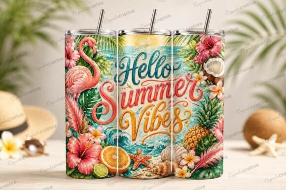 Download Hello Summer Vibes Tropical Tumbler PNG - Summer vibes Collection