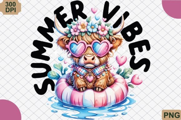 Download Summer Vibes Highland Cow PNG - Summer vibes Collection