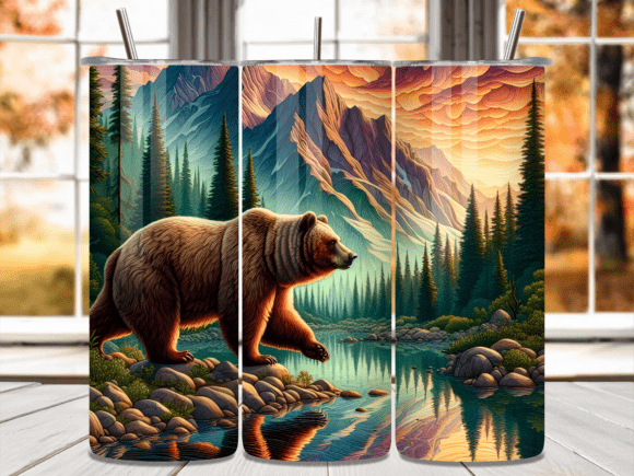 Download Wild Bear Mountain Lake Tumbler Wrap - Lake tumbler wrap Collection