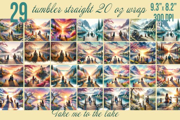Download Mountains Lake Tumbler Wrap Bundle - Lake tumbler wrap Collection