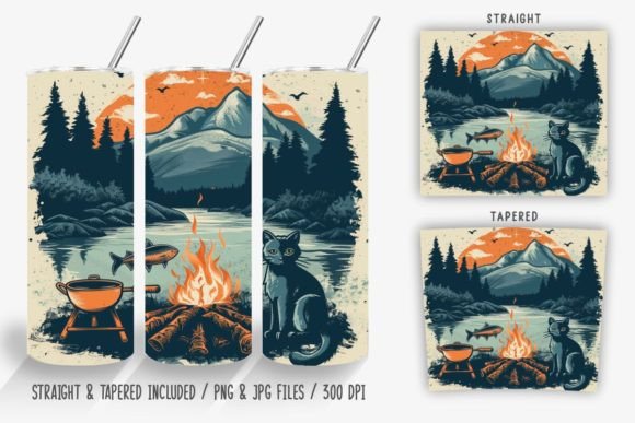Download Cat Grilling by the Lake Tumbler Wrap - Lake tumbler wrap Collection