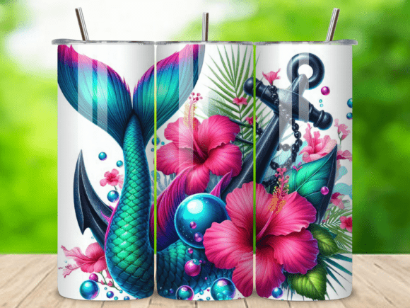 Download Mermaid Ocean Nautical Tumbler Wrap V.1 - Nautical tumbler wrap Collection